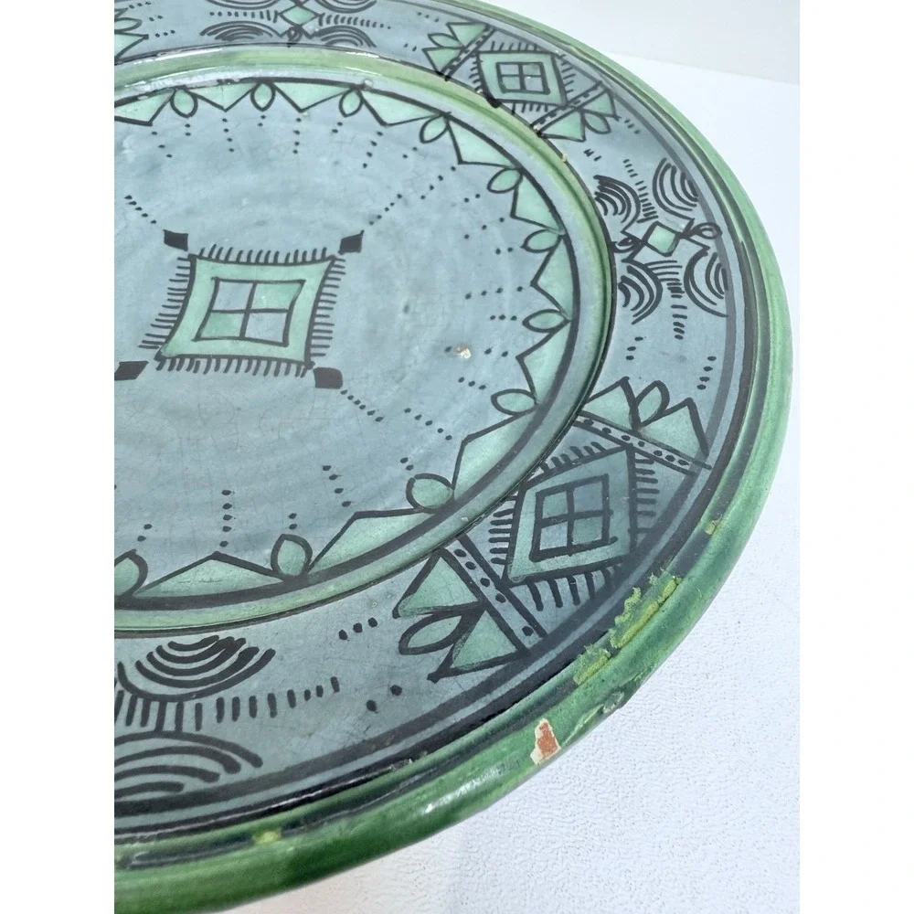 (2)‎ Moroccan Ceramic Plate Salad Pasta Bowl Serving Handmade Wall Decor